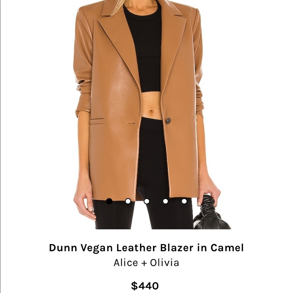 Alice + Olivia Dunn Vegan Leather Blazer Camel